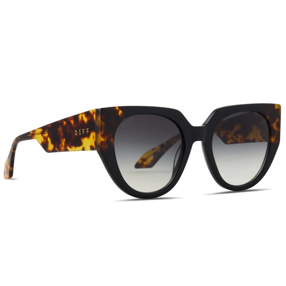 DIFF Ivy Sunglasses Polarized Matte Black Tortoise Frame Grey Gradient Lens NIB